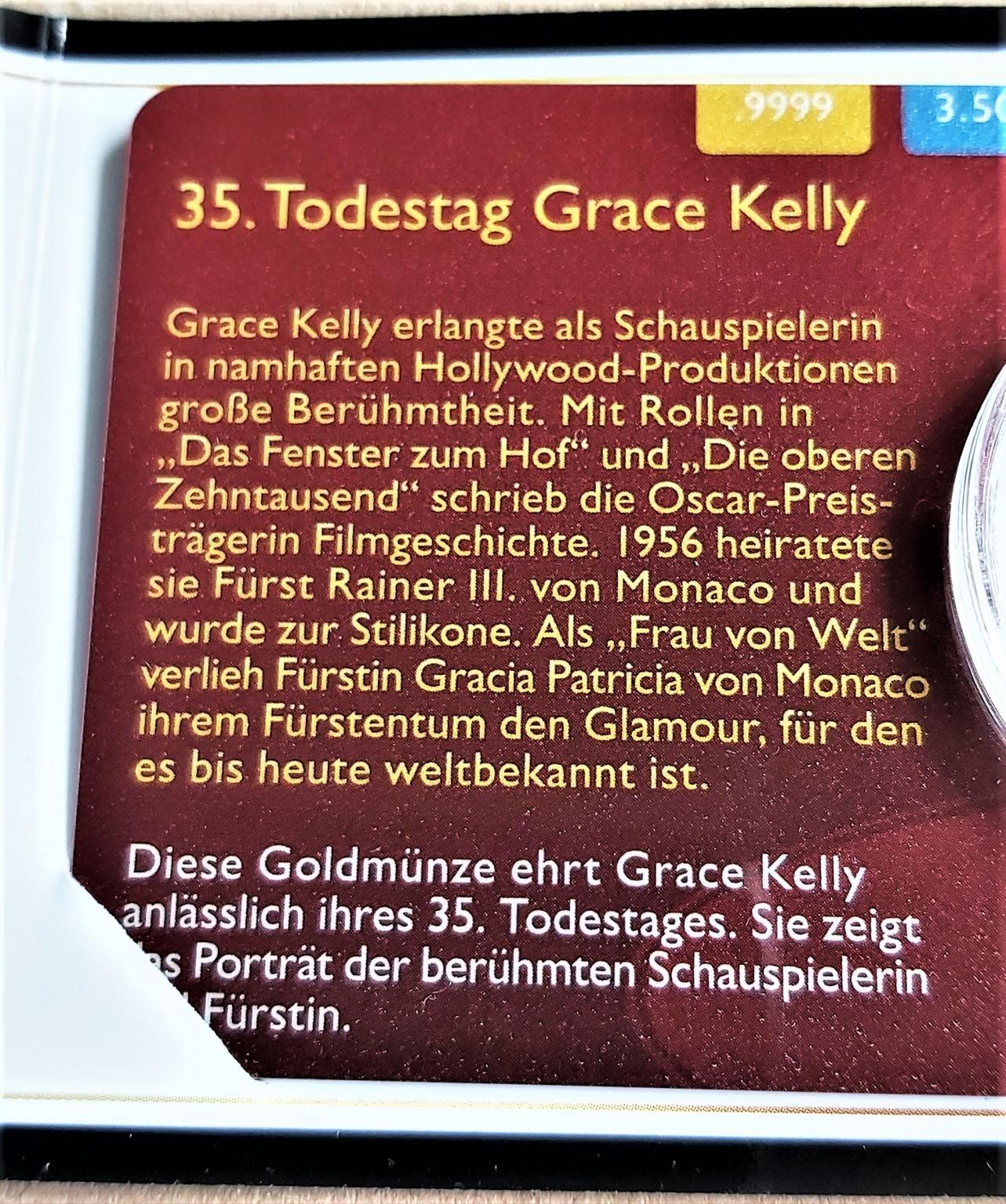 35 Todestag von Grace Kelly Goldmünze in 4061 Pasching für 200 00