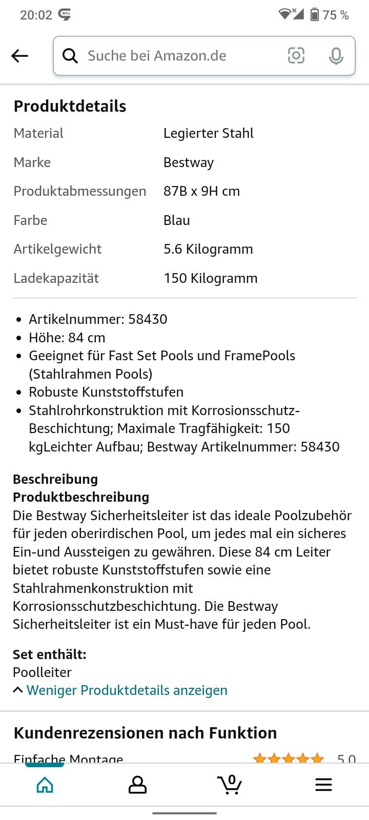 Bestway Flowclear Poolleiter 84 cm in 8225 Pöllau für 17 00 zum