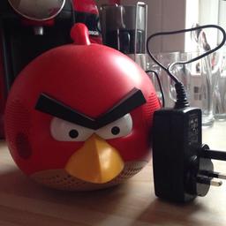 Angry bird speaker with connecting wires.