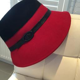 Marks & Spencer red and black felt hat with detail 
Lovely hat
