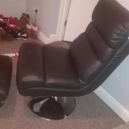 Faux leather swivel chair and foot stool, hardly used good condition £60 ovno