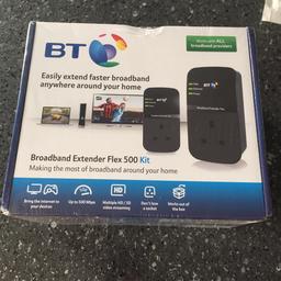 Bt broadband extender flex 500 kit never open still as shrink rap on open to sensible offers reduced if gone before Friday