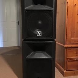 Great lightweight speakers. Perfect for all different venues either as main speakers or for monitors. One speaker working. Other speaker needs a new driver. Will not cost much to fix.