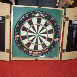 Dartboard with cabinet and I built some hooks to fit over back of door