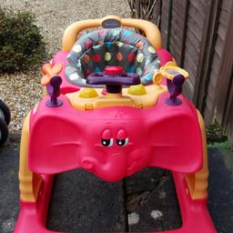 Car shaped baby walker with steering wheel horn plenty keep child ocupied