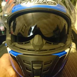 Nitro motorbike helmet black and blue.
Only used once for about 30mins.
Size M.