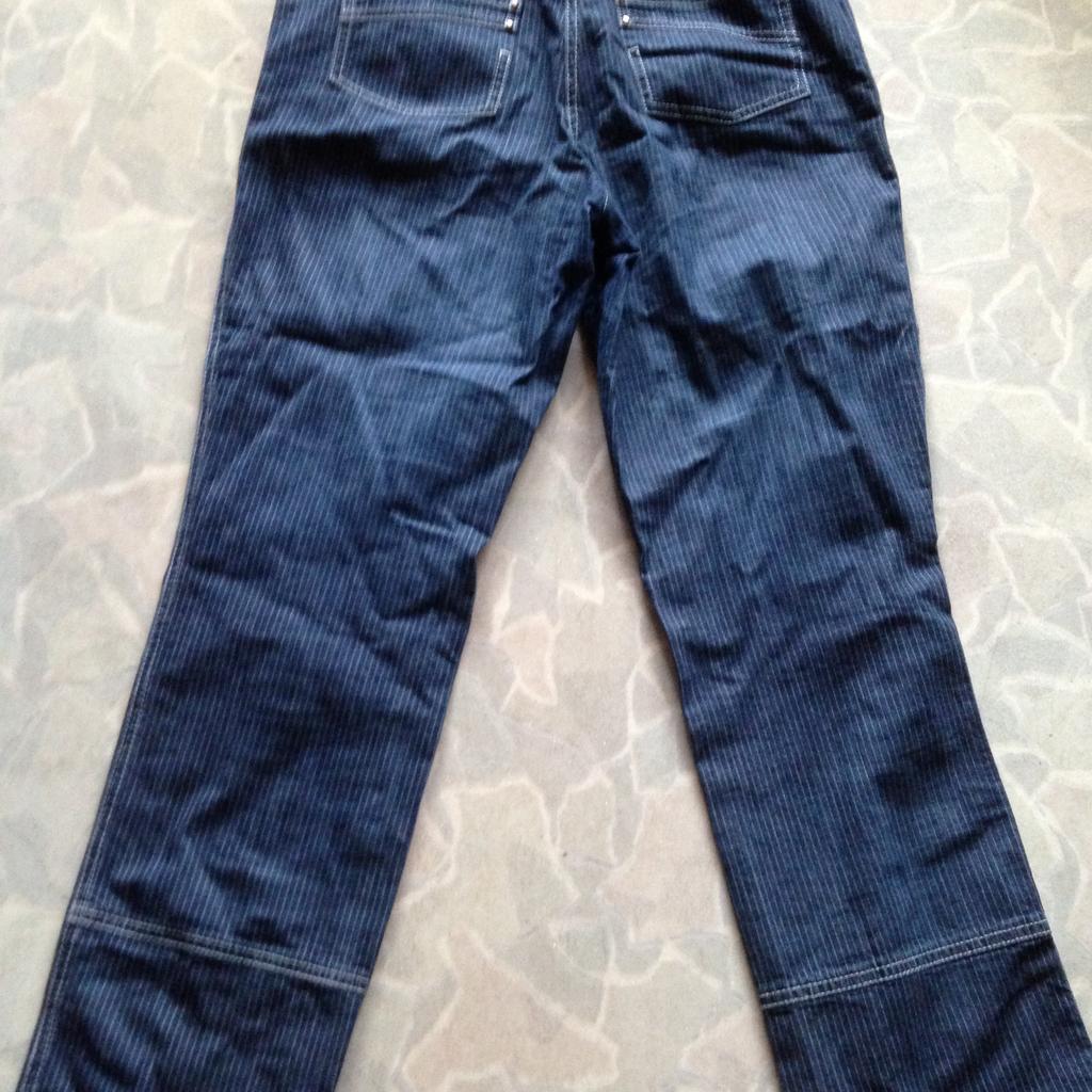 Jeans mit Nadelstreifen, Gr. 38 von QVC Denim & Co., mit Dehnbund