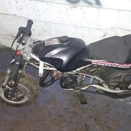 Have a mini moto for sale it for spares or repair as it don't start but they is a spare engine and wheels and a other frame my swap for some decent bike parts