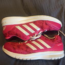My daughter has grudgingly worn these twice due to them been pink /  colour she refuses to wear them ! As you can tell by the soles she must of floated about in these !! The soles have been taken out by her this was an attempt to not make her wear them, these are genuine adidas before anyone asks all my items are genuine !! Size 5.5 

SMOKE FREE HOME