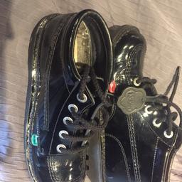 Black patent kicker kick high boots in mint condition seriously only worn 2 times gutted to get rid of them but my daughter is stubborn and refuses to wear them size 38 so uk size 5 

PLEASE NO OFFERS 
SMOKE FREE HOME