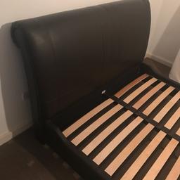 Quick sale, real dark brownish leather bed frame only. Bought a new house and it won't fit in the new bedroom.

I paid £1000 for this brand new 3 years ago and is still in brilliant condition.

The overall size of the bed is
Width is 163cm
Length is 260cm length

It will take normal kingside mattress.

Please note it is a heavy bed.

Collection from eltham SE9... ASAP