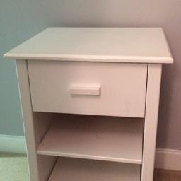 White one draw two shelf bedside cabinet.
43cm (17") wide 39cm (15.5") depth 61cm (24") tall.

White four draw dresser
72cm (28.25") wide 39cm (15.5") 77cm (30.25") tall

Both used but good condition, a few scuffs here and there used condition, but nothing a light sand and a lick of gloss would not fix. Other than that no other damage. (Please see picks)