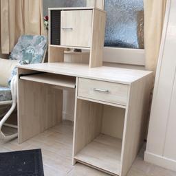 Brilliant desk in fantastic condition with sliding keyboard shelf, draw, cupboard and storage for CDs DVDs.

A perfect addition for any office or home.

Any questions just ask.  Thank you