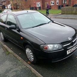 nissan almera 1.4 petrol 3 door manual m.o.t til may 2017 73k on the clock, power steering, stereo, remote central locking, engine just been serviced, mechanically sound..good runner,