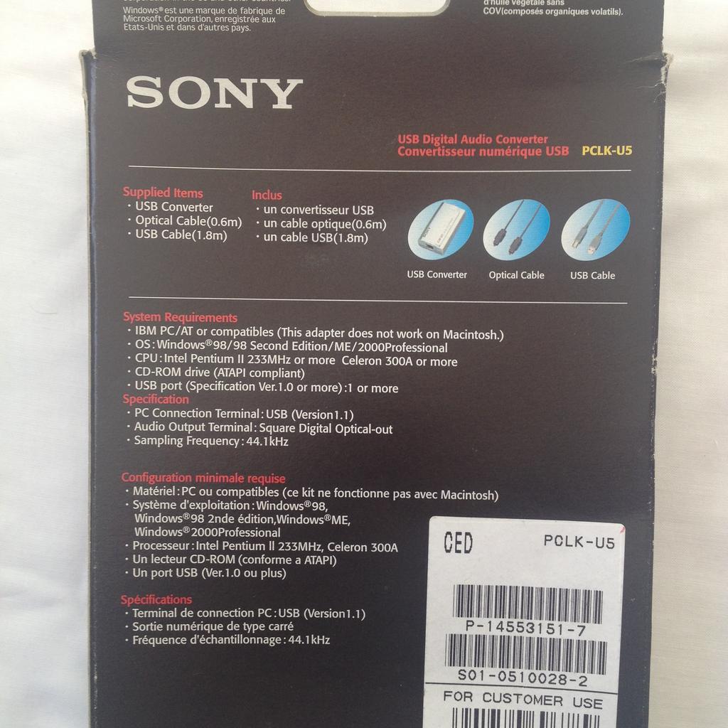 SONY PCLK-U5 PC USB DIGITAL AUDIO CONVERTER in WS2 Walsall for £2.00 ...