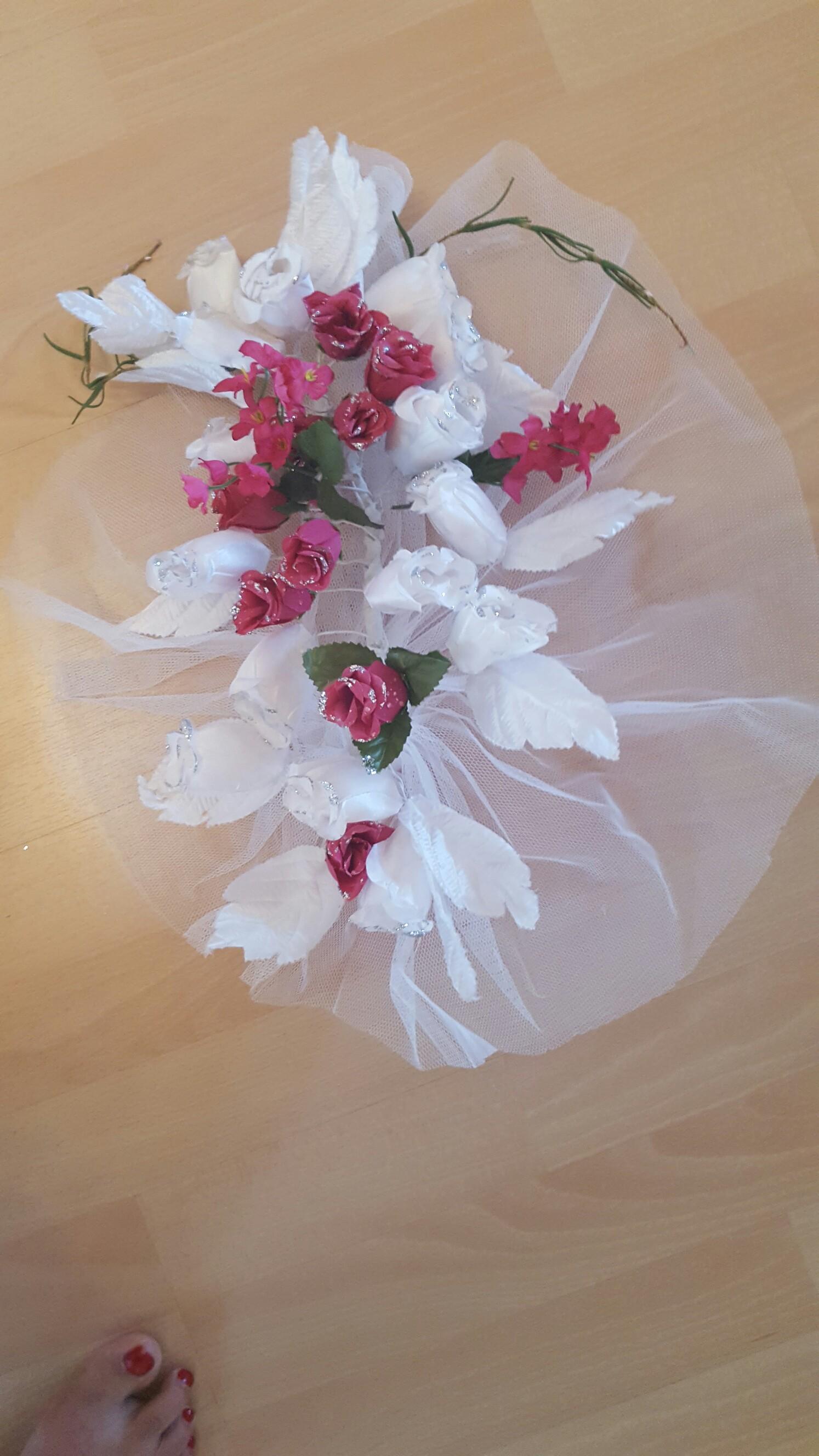 CherishedMoments Brautstrauß Aus Seide – Gebranntes Orange, Tropfenform, Mit Chiffonband, Für Hochzeit & Fotoshooting