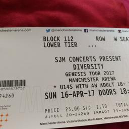 Genuine tickets for concert 16th April at MEN arena Manchester £50 for both cash on collection