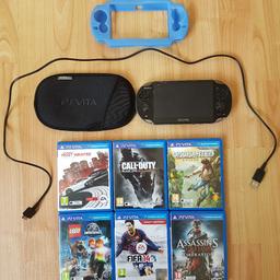 Ps is vita in mint condition. Been very well looked after with a film screen protector and rubber case.
Comes complete with 16gb memory card, 6 games and charging lead. All games cases also in mint condition.

Games:

• NEED FOR SPEED - MOST WANTED
• CALL OF DUTY - BLACK OPS
• UNCHARTED - GOLDEN ABYSS
• LEGO - JURASSIC WORLD
• FIFA 14
• ASSASSINS CREED 3 - LIBERATION

Cash on collection please