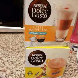 1 mal Latte Macciato (unsweetened) geöffnet, noch 8 von 16 kapseln
1 mal Nesquik Kakao verschlossen
Beide 2016 abgelaufen
zu verschenken
Noch 2 offene Packungen