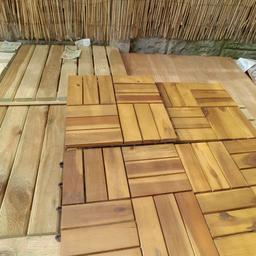 Hardwood decking tiles. 300x300mm square 
Interlocking 48 in total open to reasonable offers