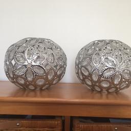 2 light shades flower design with chrome and beads. Good condition.