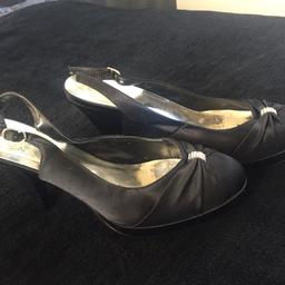 Black satin shoes size 8