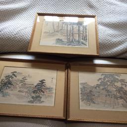 Three original Chinese water colours painted on rice paper