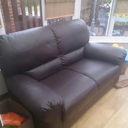 2 seater brown leather sofa good condition ideal for a small room or conservatory