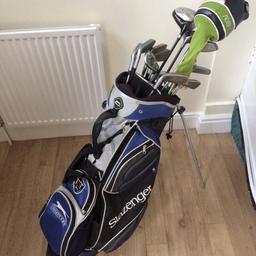 A selection of golf 🏌 equipment left over from last sale, a couple of good makes of irons n' 3 n' 5 woods and Ram QUB 3 driver 10.5 & a selection of used golf balls & Slazenger bag fair condition main 🤐 zip bust £15
