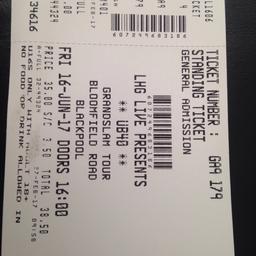 Tickets x2 for UB40 grand slam tour also the whalers and Level 42 will be there at the event 16June. 25 pound off the face value