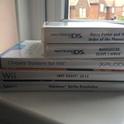 2 DS games, 2 Wii games and a cheats download disk for Wii. Open to offers.