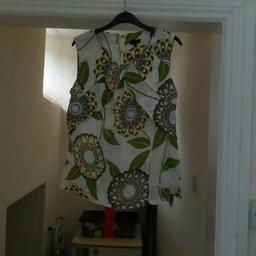 Next White and green linen top, size 12