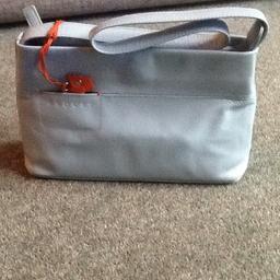 Light blue raddled handbag, small, good condition