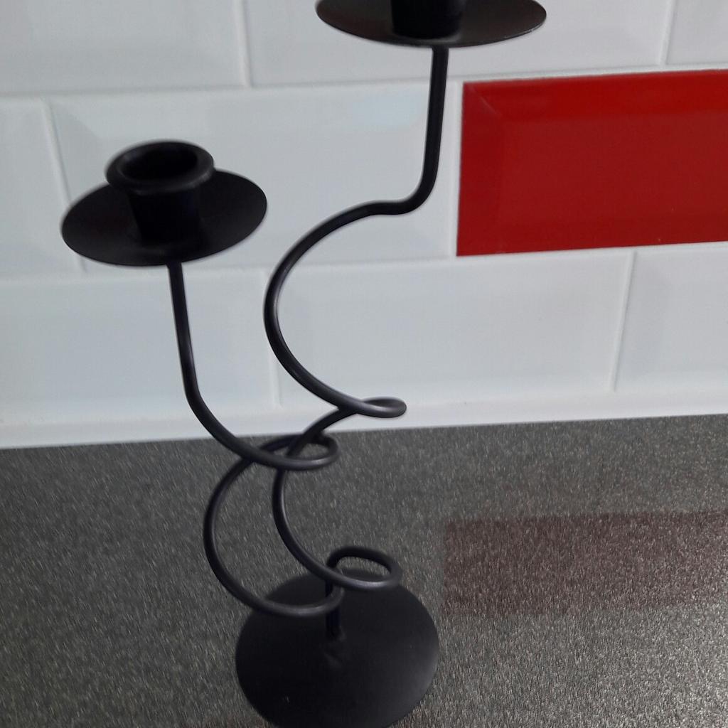 Black Metal twisted candle holder for 2. Please check out my other items thanx