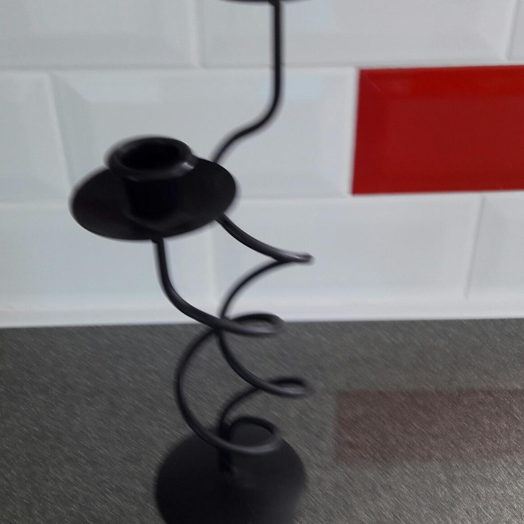 Black Metal twisted candle holder for 2. Please check out my other items thanx