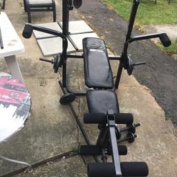 Gym bench multi-trainer, with weights, good condition