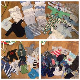 Various items vests sleepsuits pjs outfits loads excellent condition some brand new as baby was to big for smaller stuff