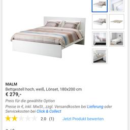 Komplett neues IKEA Bett, Modell Malm, noch nie zusammengebaut!!! Neupreis 199€.
2 Lattenrost, ebenfalls noch nie zusammengebaut, Neupreis 80€.
2 Nagelneu Matratzen, nie benützt Neupreis 198€.
Neues Nachtkästchen, ebenfalls noch nie zusammengebaut, Neupreis 30€.
Neupreis alles zusammen 507€
Für 330€ zu verkaufen, gegen Abholung in
5310 Mondsee.
Preis VHB.