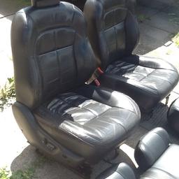 Black Leather electric seats from a 2003 Grand Cherokee drivers subframe has a crack but could be used in other cars / vans or upgrade in a standard jeep .all leather is fine with very little wear any questions e mail or text priced to sell due to space