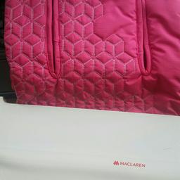 Seat liner for Maclaren,beautiful pink padded seat liner. Can be used for other strollers as the harness system can be adjusted. Never used, but I have tried the product on our stroller.