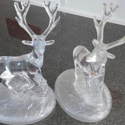 2 RCR Royal Crystal Glass stag's excellent condition. £14 or £25 for both. The red in the picture is a reflection from the tiles. Please check out my other items thanx