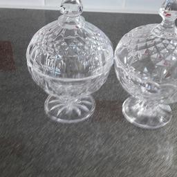 Pair of vintage Anna Hutler Bleikristal lead crystal covered dishes. £30 for both beautiful pieces. The red in the picture is a reflection from the tiles. Please check out my other items thanx