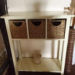 Hall table with 3 storage baskets.