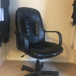 Very sturdy leather office desk chair. 
Has paint on the seat but I'm sure some nail varnish will remove it need it out asap