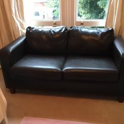 Excellent condition Sofa bed in brown faux leather. Hardly used. 
Width 1m60
Depth 80cms
Height max 80cms