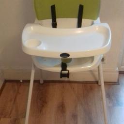 Baby start high chair in really good condition only used 3 or 4 time.

Removable tray so easy to wash