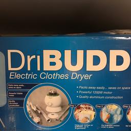 Indoor electric clothes dryer, energy efficient, can hang up to 18 garments at a time. Includes zip-up cocoon cover. In original packaging, only used a handful of times. Smoke and pet-free home. Cash on collection. Will consider reasonable offers.