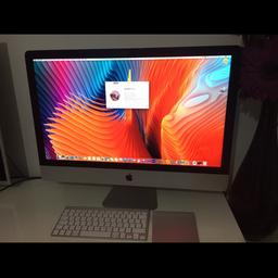 Apple IMac 27" 
Late 2012 purchased mid 2013
Core i5 2.9GHz
16GB RAM can be upgraded to 32GB
1TB HDD 7200rpm
2K Screen
Apple Original Wireless Keyboard and Trackpad 
Also have a Apple Magic Wireless Mouse if you would like that instead of the Trackpad
Just reinstalled OS X El Capitan with additional software;
Microsoft Office Suite 2016
Adobe Photoshop, inDesign, Illustrator, After Effects ETC
Logic Pro
Final Cut Pro
There is a tiny chip on the black border while moving.
