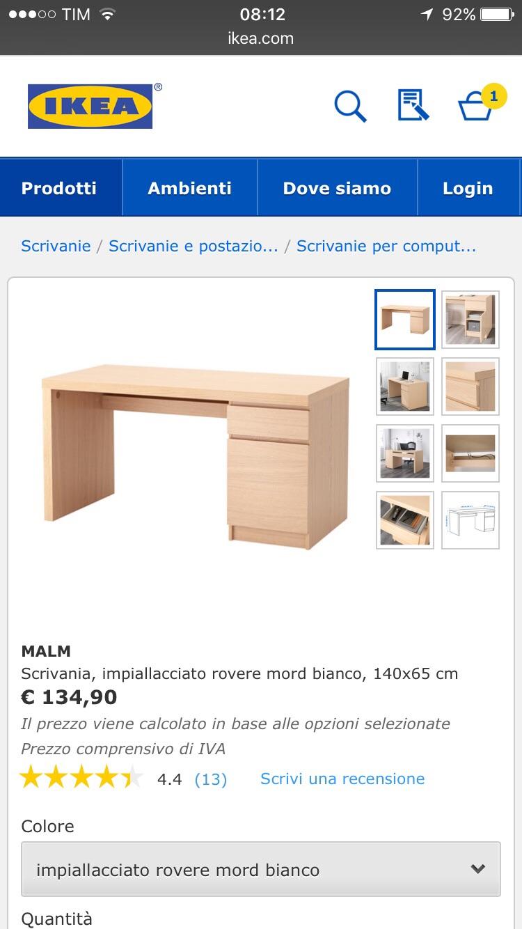 MALM scrivania, impiallacciato rovere mord bianco, 140x65 cm