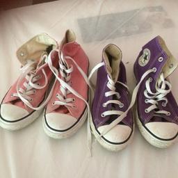 Girls converse pink size 2 purple size 1 (purple needs new laces)
£10 for both pairs or £7 each